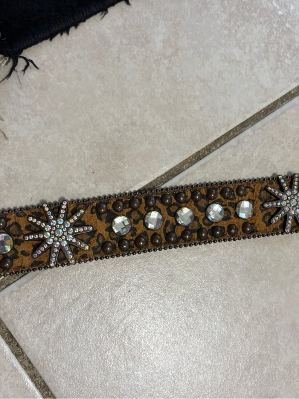 Blazin Roxx  Brown Leopard Print Rhinestone Embellished Women's Belt size L